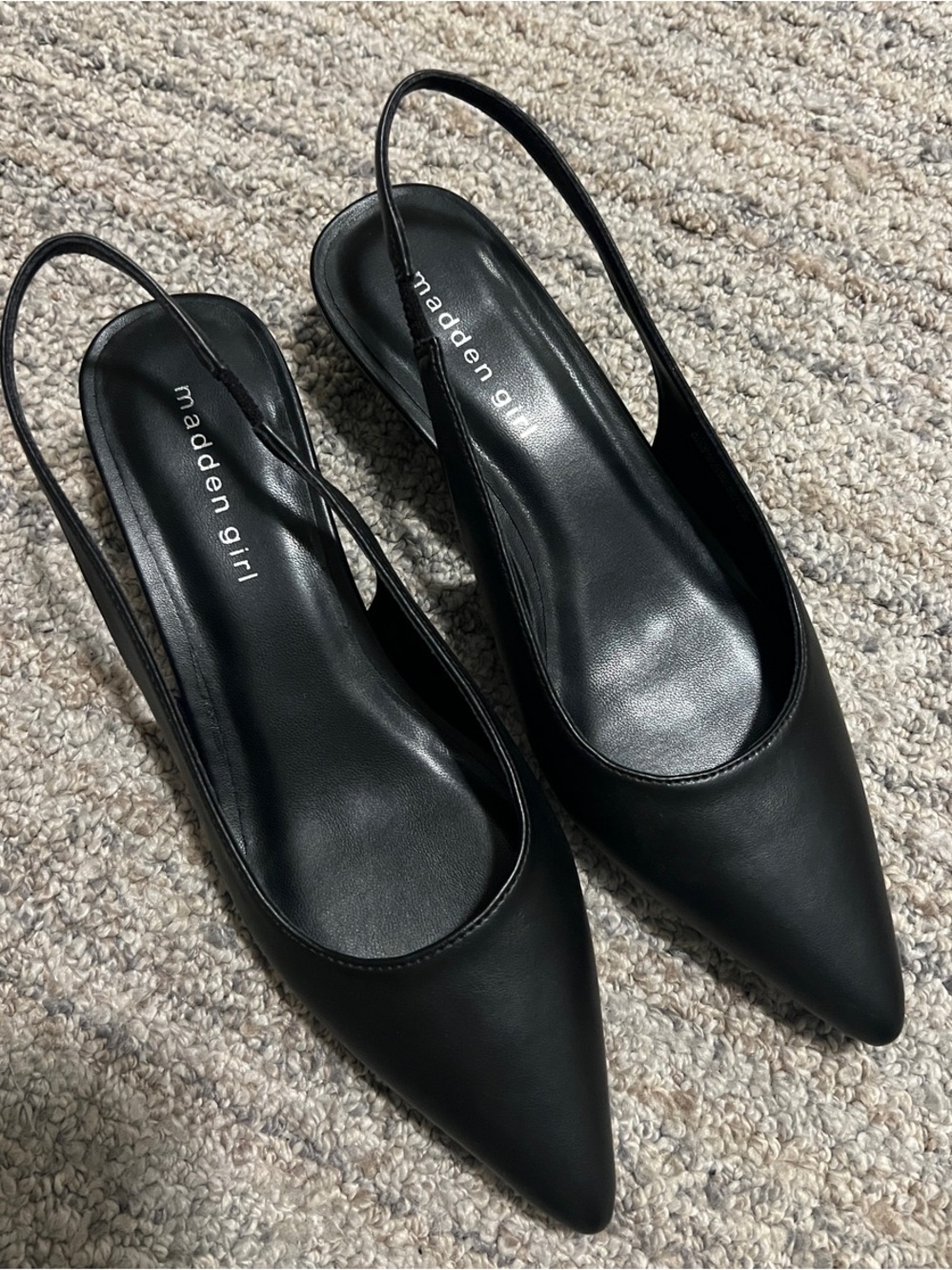 Madden Girl Black Pointed Slingback Mules